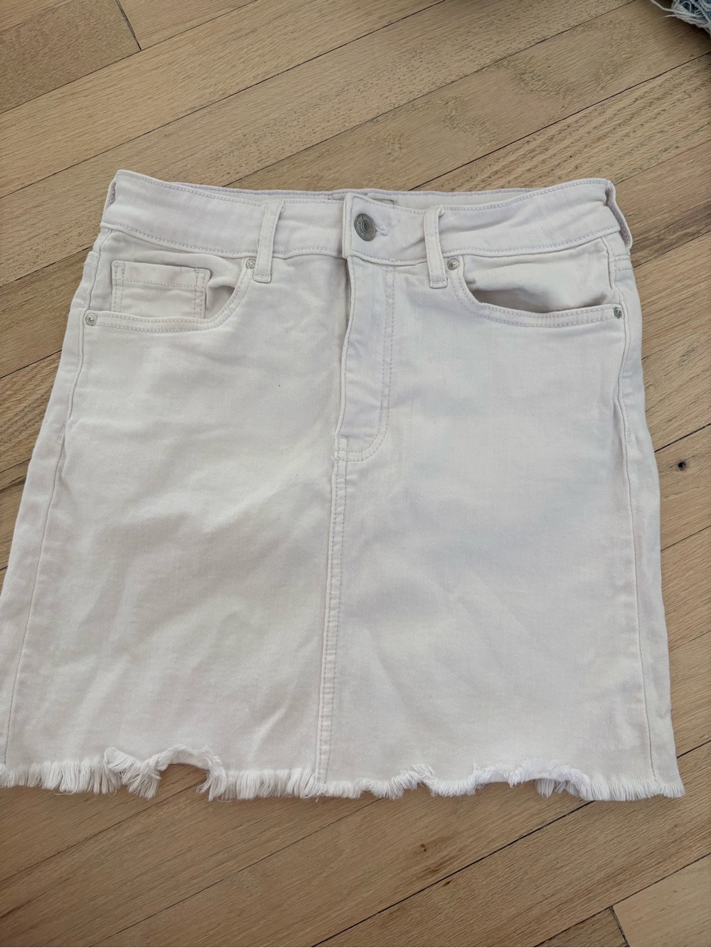Forever 21 White Denim Mini Skirt
